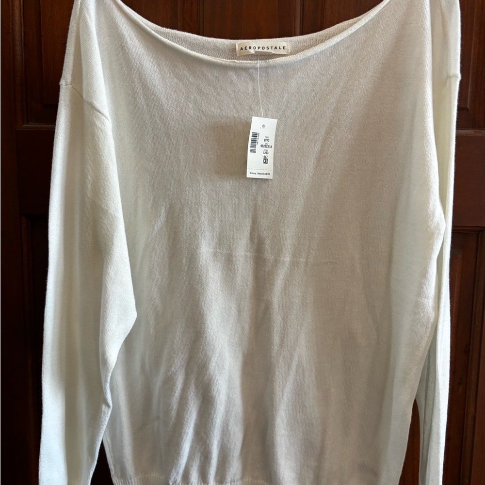 Brand New With Tags - Aeropostale Classic White Off The Shoulder Knit Top, XS